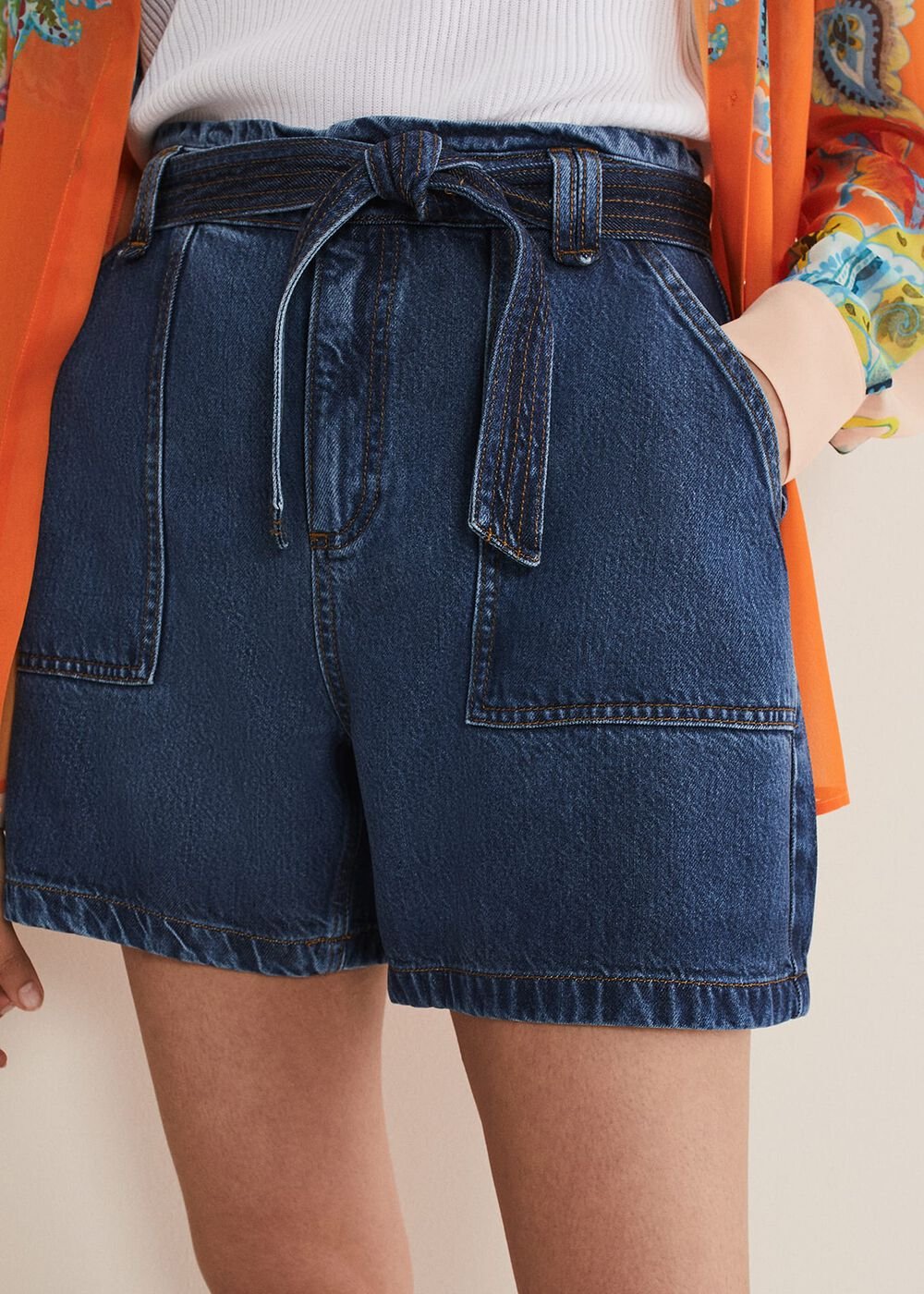 Paige Denim Shorts Mid Wash