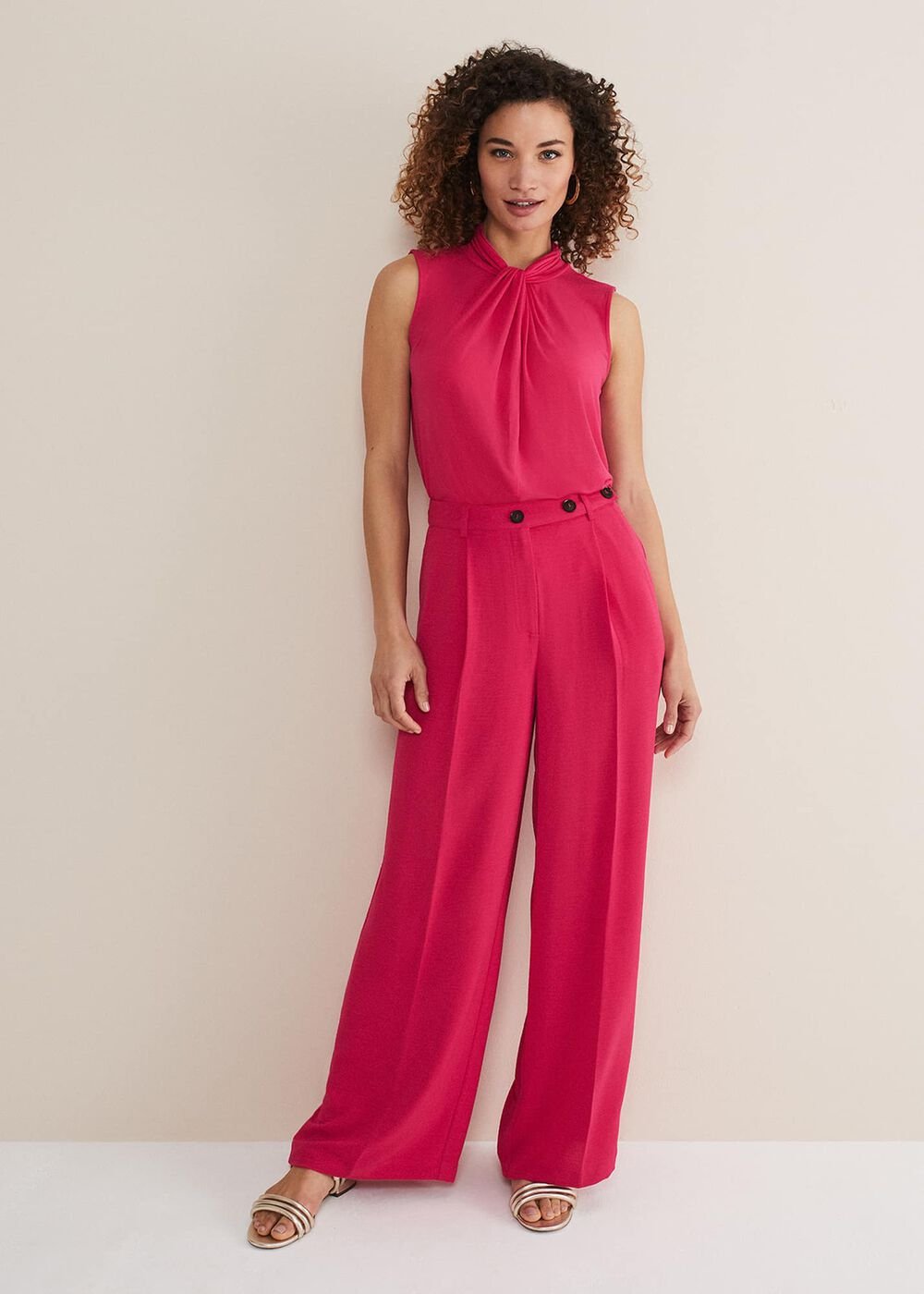 Opal Wide Leg Trousers Raspberry