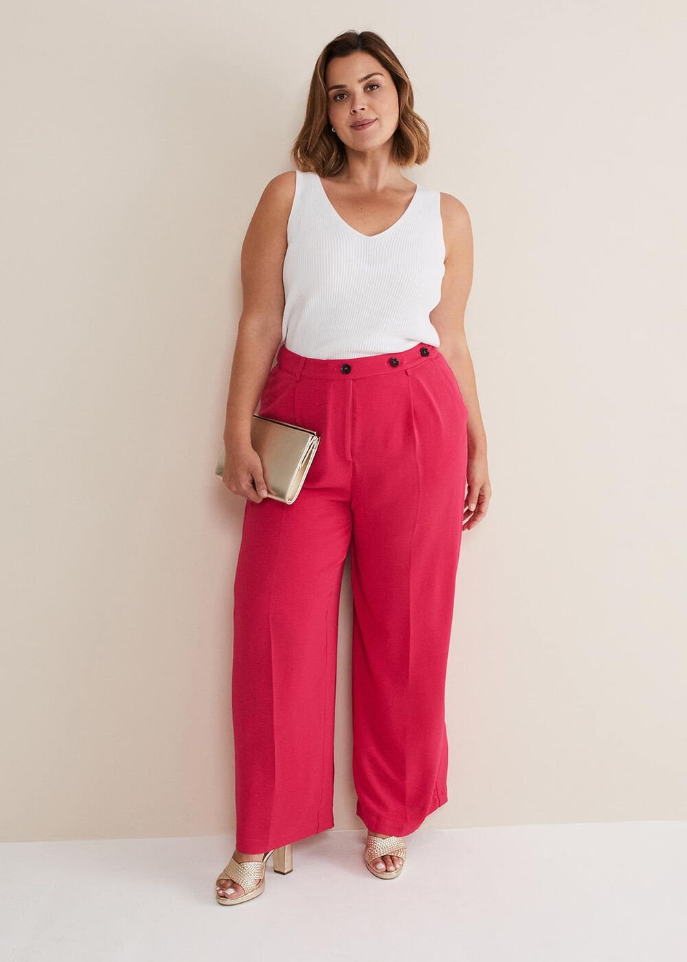 Opal Wide Leg Trousers Raspberry