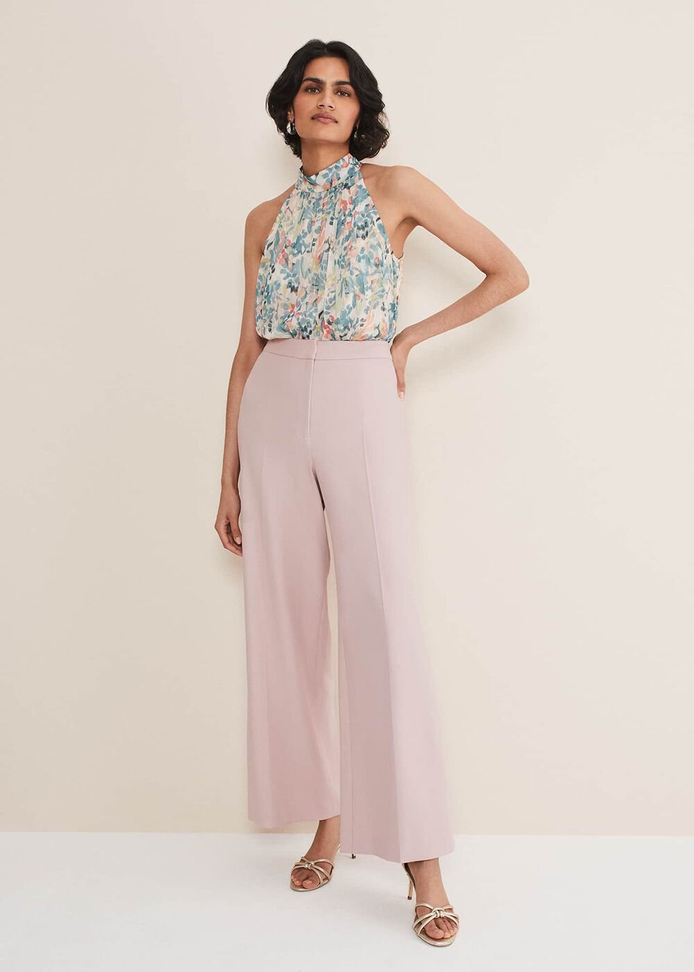 Celyn Wide Leg Trousers Pale Pink