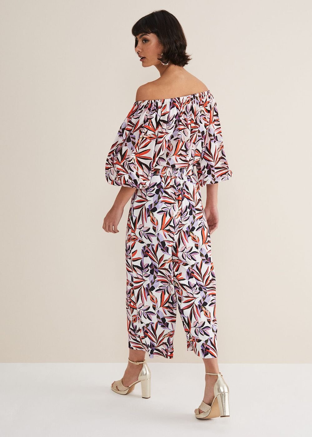 Lois Leaf Print Culottes Multi-Coloured