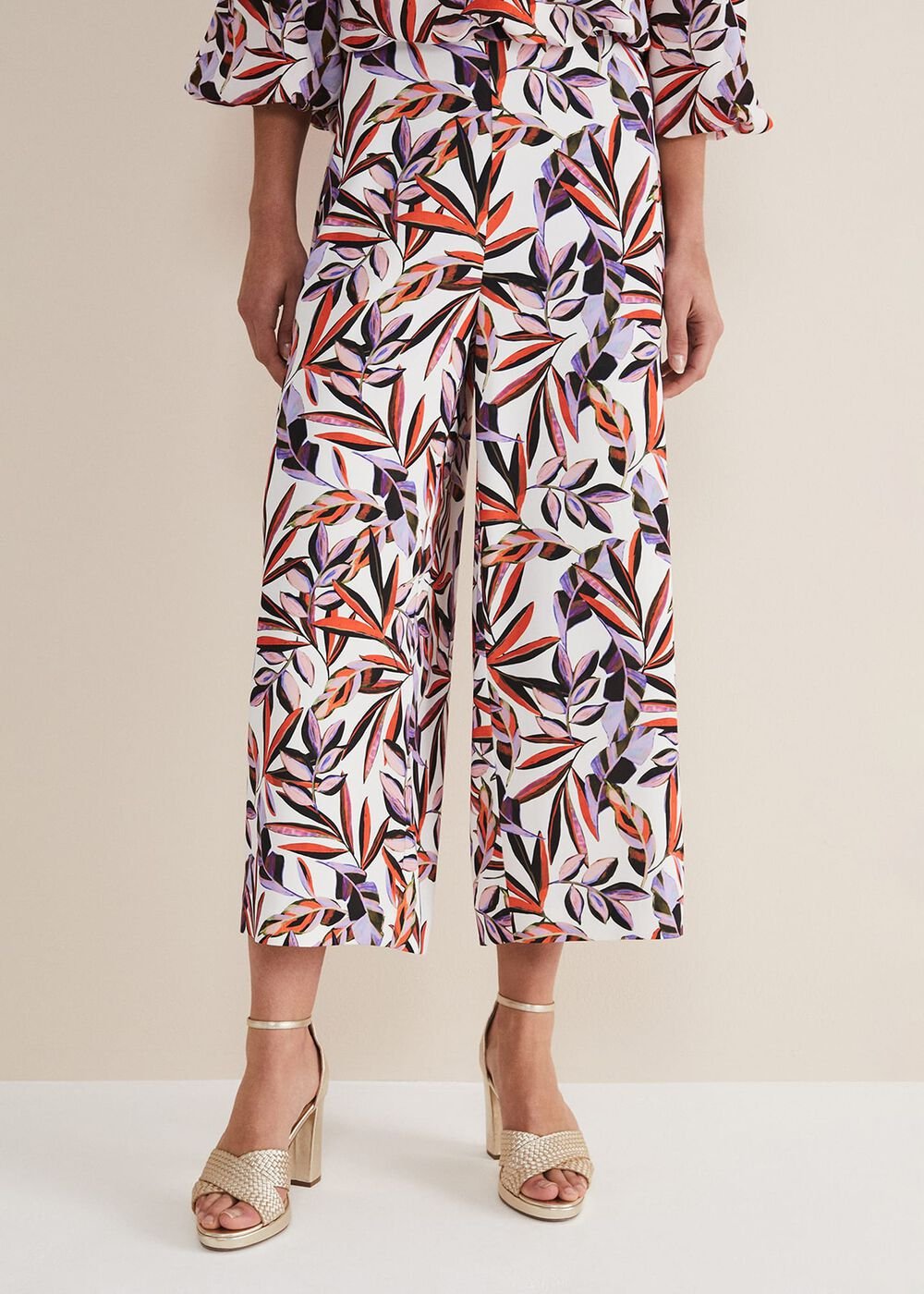 Lois Leaf Print Culottes Multi-Coloured