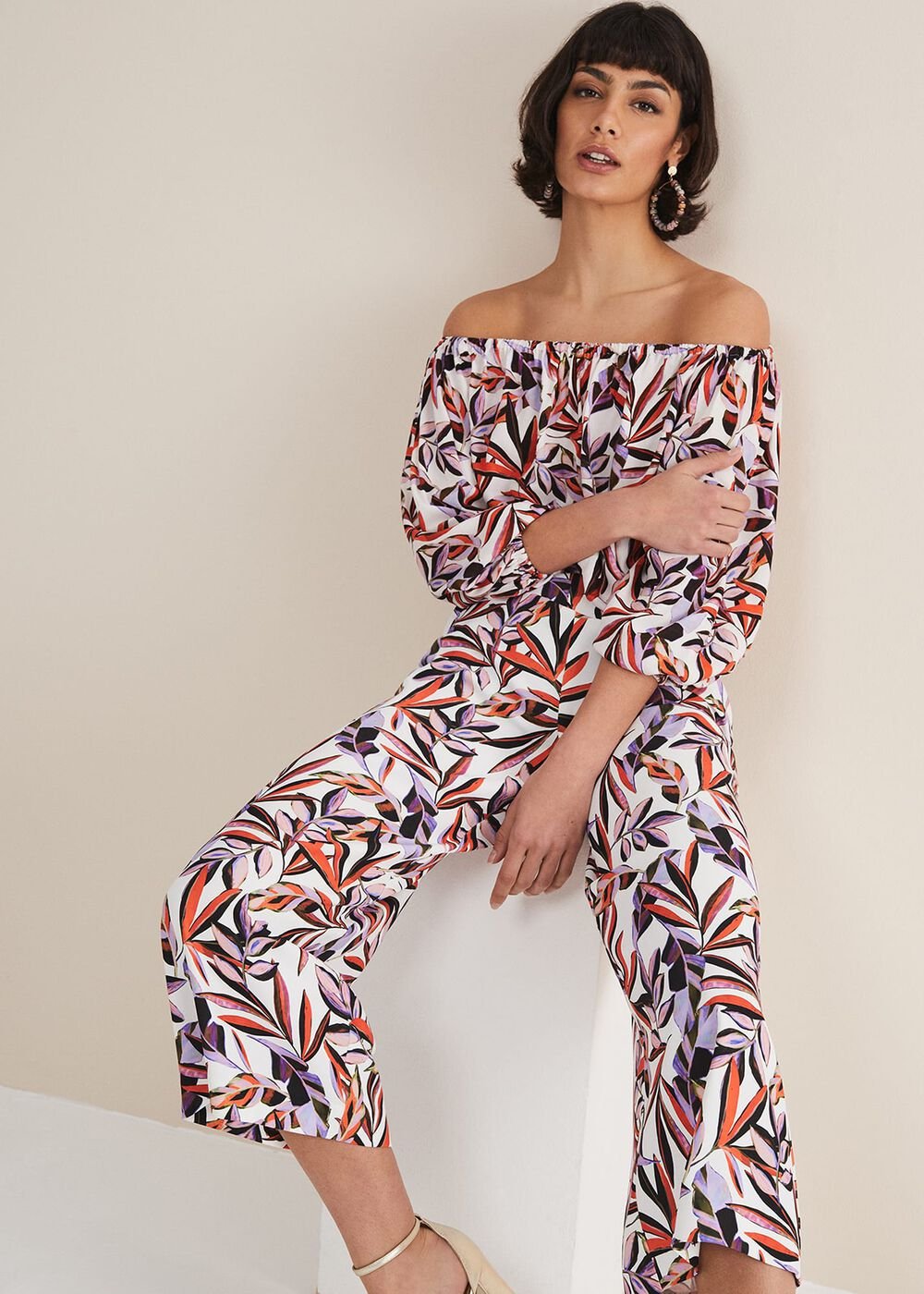 Lois Leaf Print Culottes Multi-Coloured