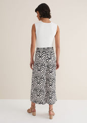 Malaya Printed Wide Leg Culottes Black/Ivory