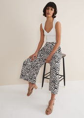 Malaya Printed Wide Leg Culottes Black/Ivory