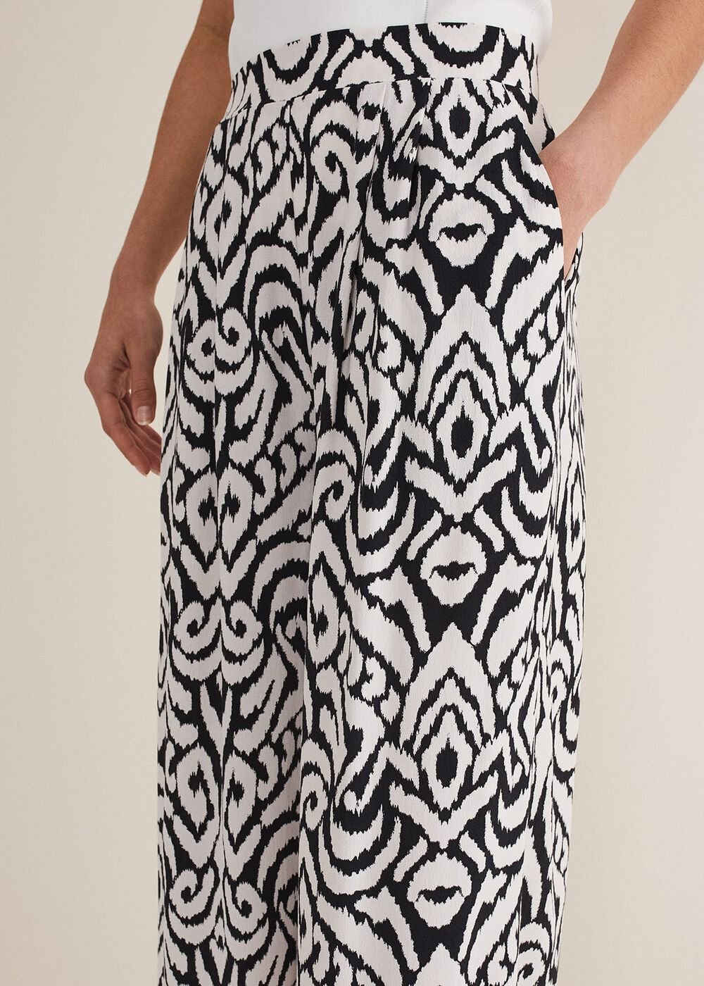 Malaya Printed Wide Leg Culottes Black/Ivory