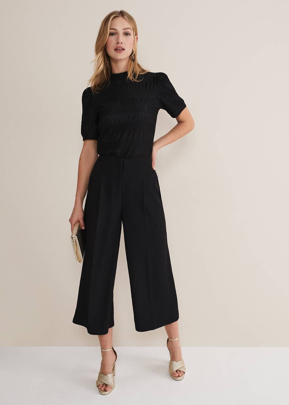 Audrea Black Wide Leg Culottes Black