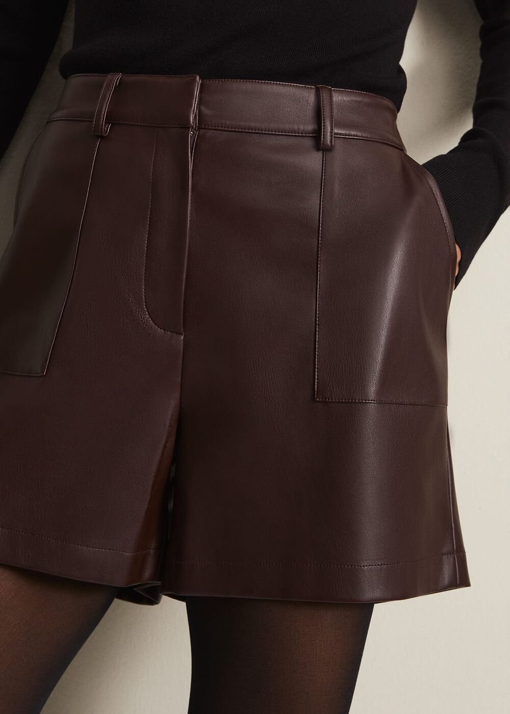 Hadley Faux Leather Shorts Burgundy