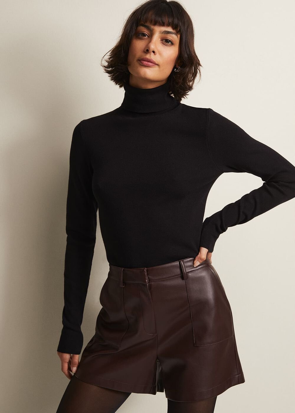 Hadley Faux Leather Shorts Burgundy