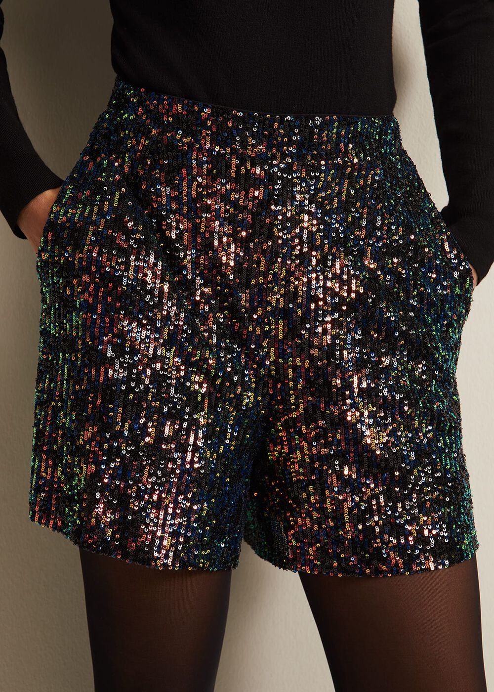 Adina Sequin Shorts Black/Multi