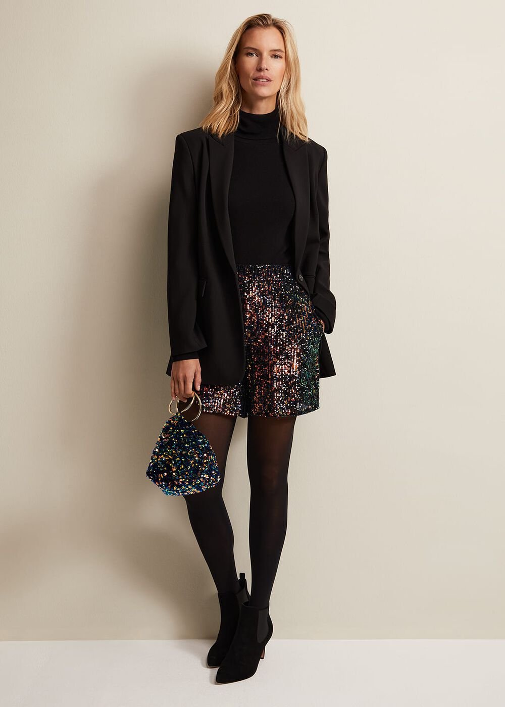 Adina Sequin Shorts Black/Multi