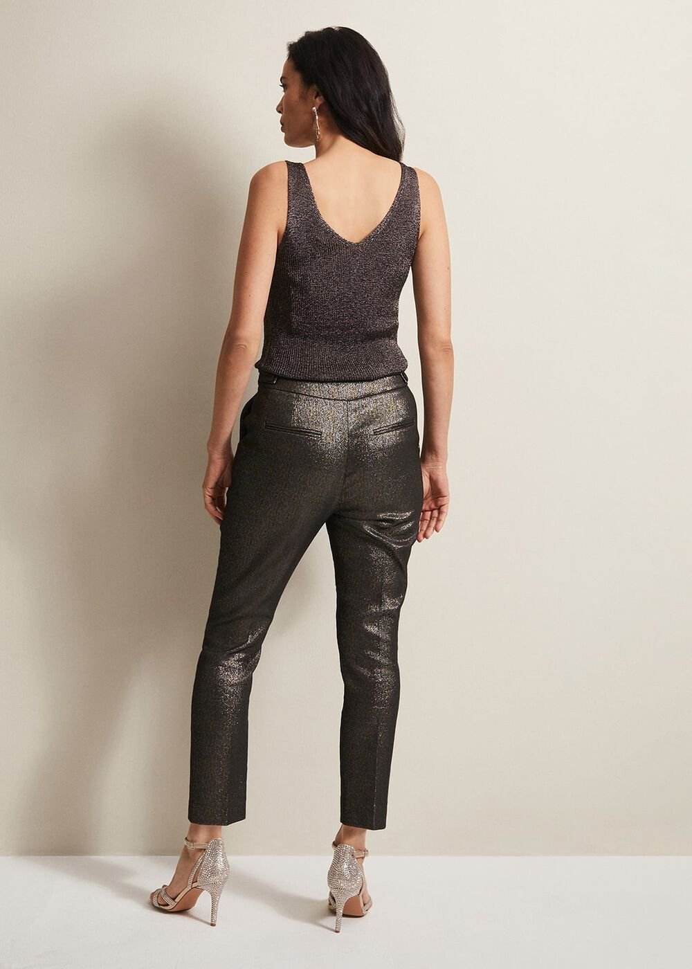 Ulrica Shimmer Straight Leg Trousers Metallic