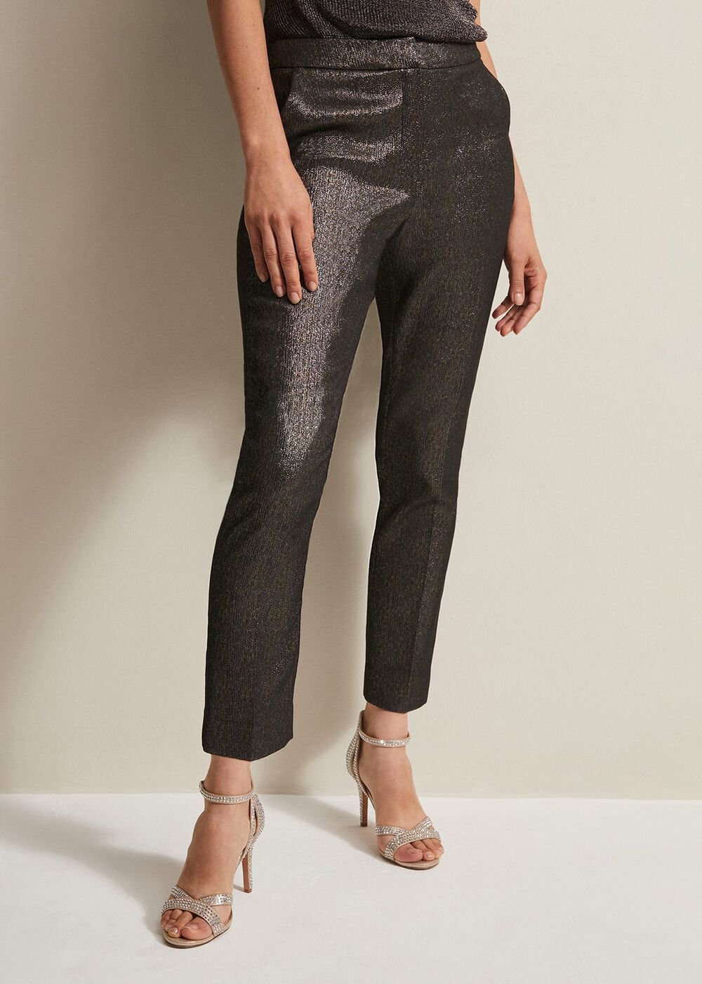 Ulrica Shimmer Straight Leg Trousers Metallic