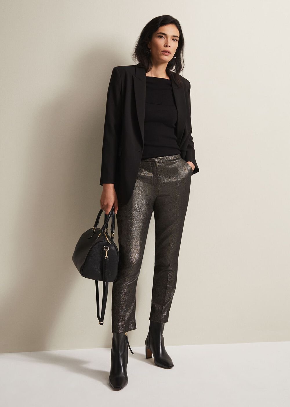 Ulrica Shimmer Straight Leg Trousers Metallic