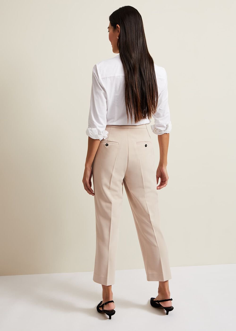 Everlee Crop Straight Leg Smart Trouser Stone