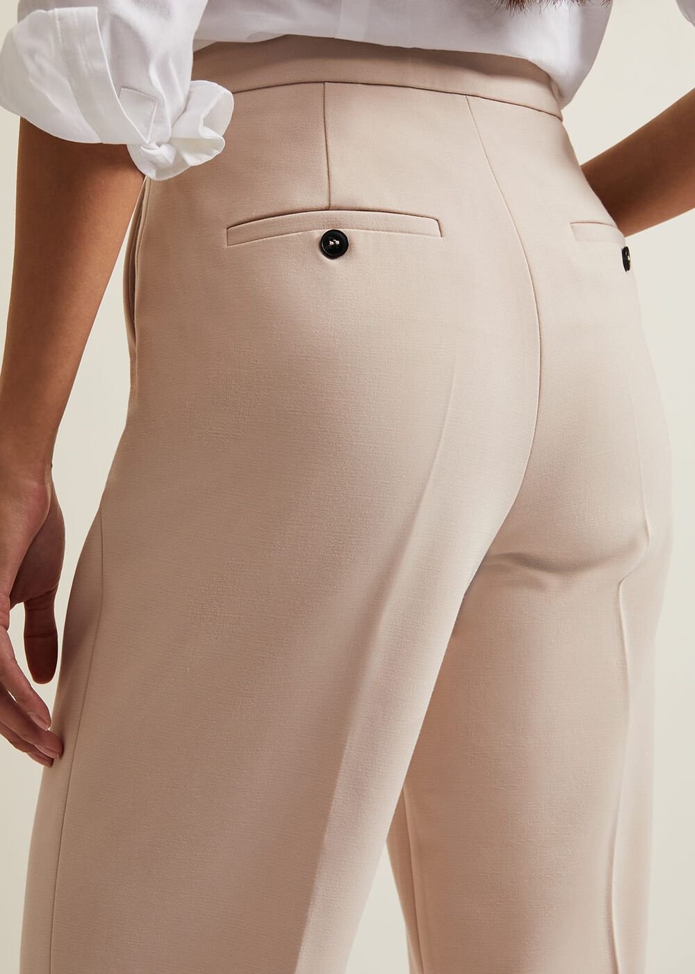Everlee Crop Straight Leg Smart Trouser Stone