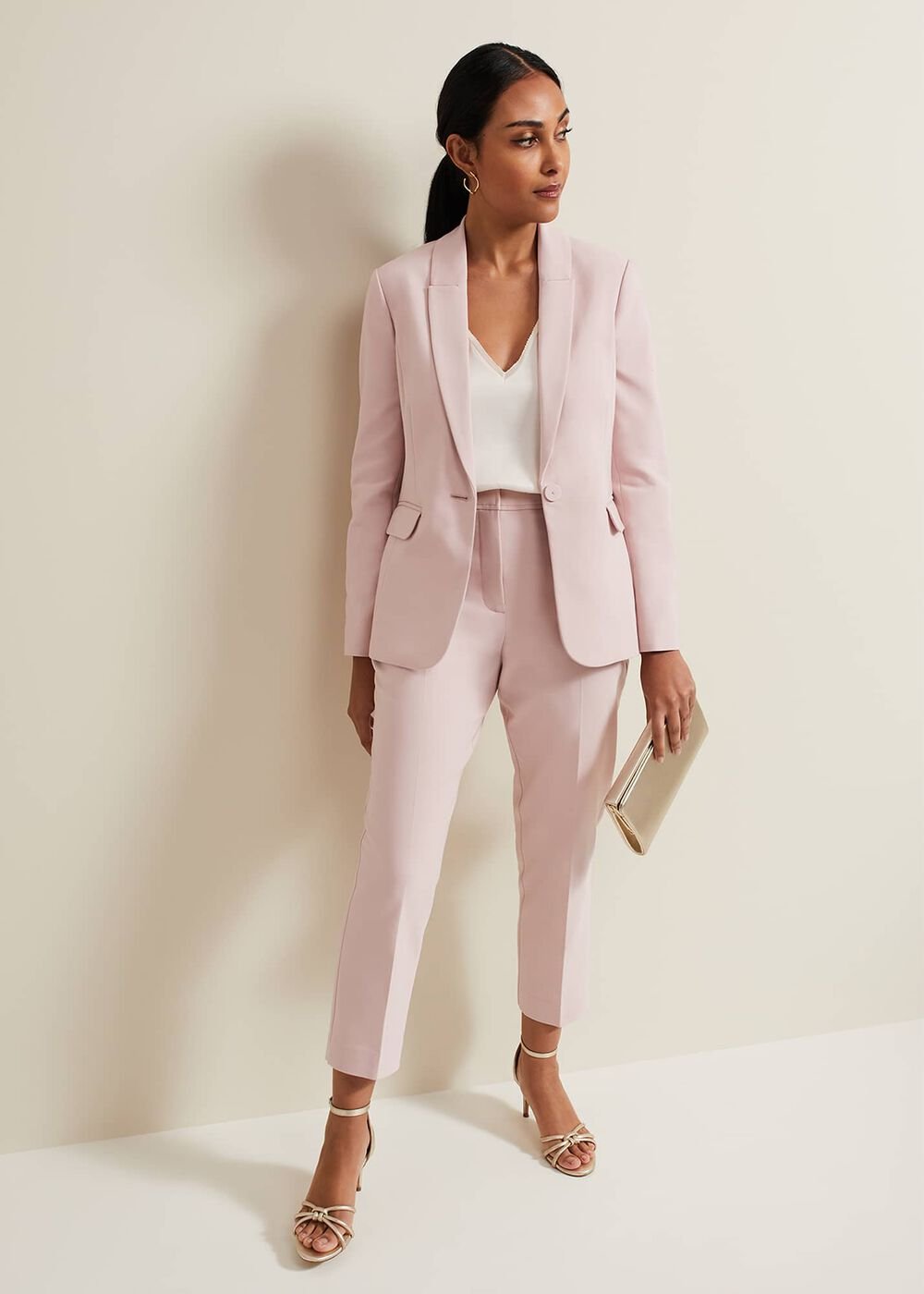 Petite Ulrica Tapered Suit Trouser Antique Rose