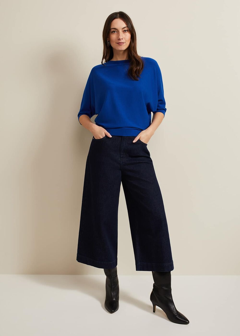 Leyla Dark Wash Denim Culotte Dark Wash