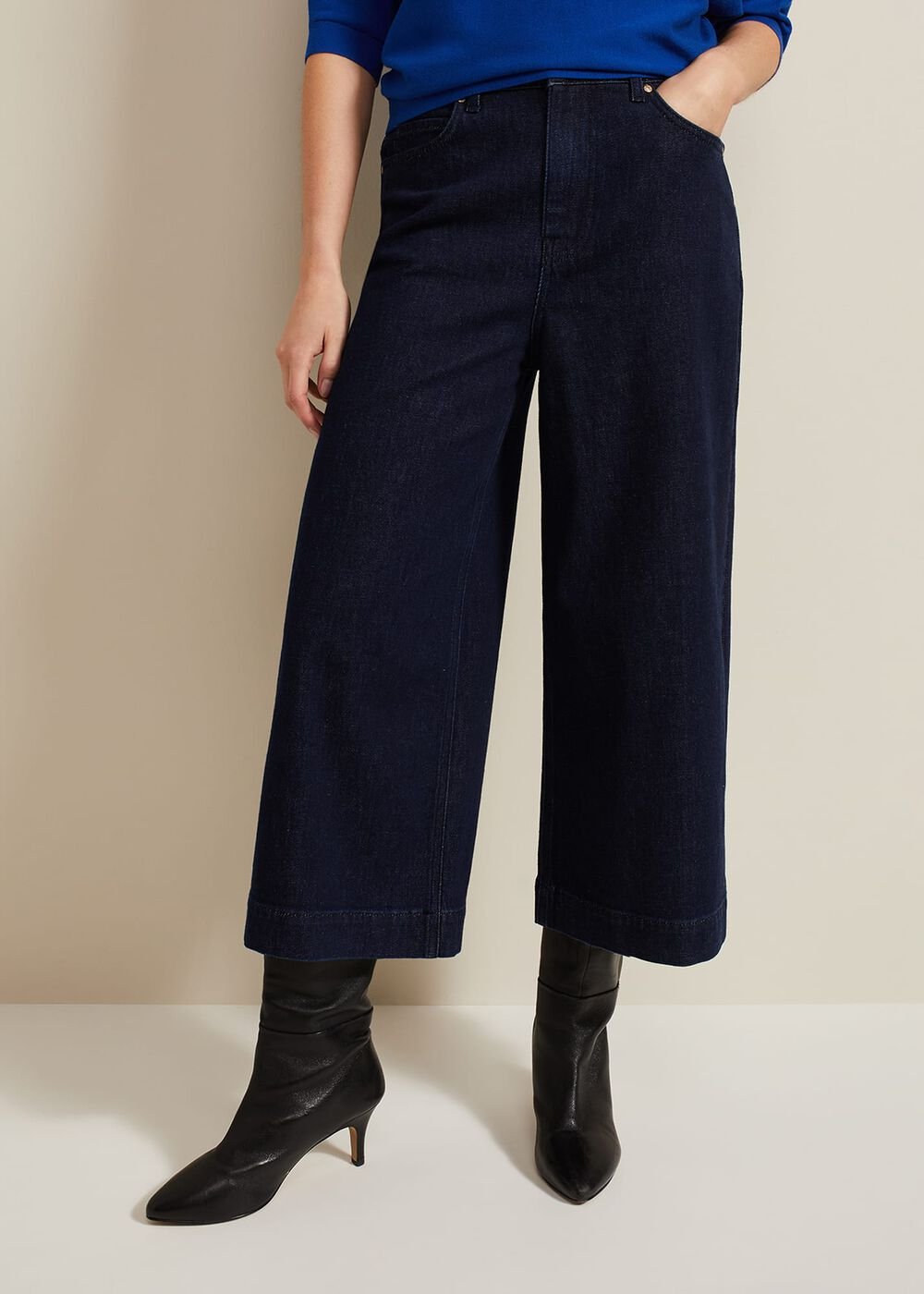 Leyla Dark Wash Denim Culotte Dark Wash