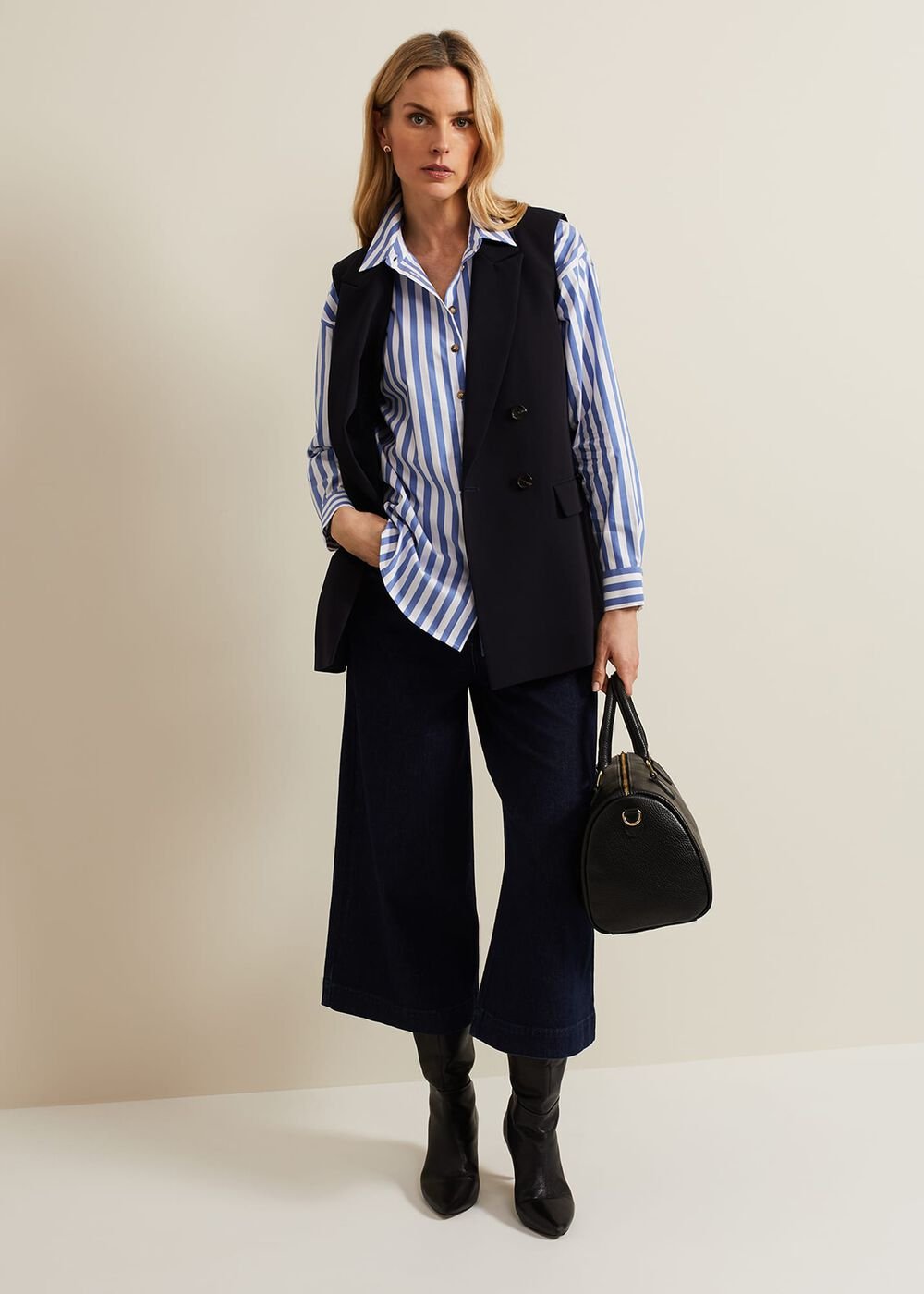 Leyla Dark Wash Denim Culotte Dark Wash