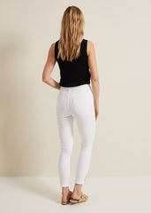 Joelle White Button Detail Skinny Jeans White