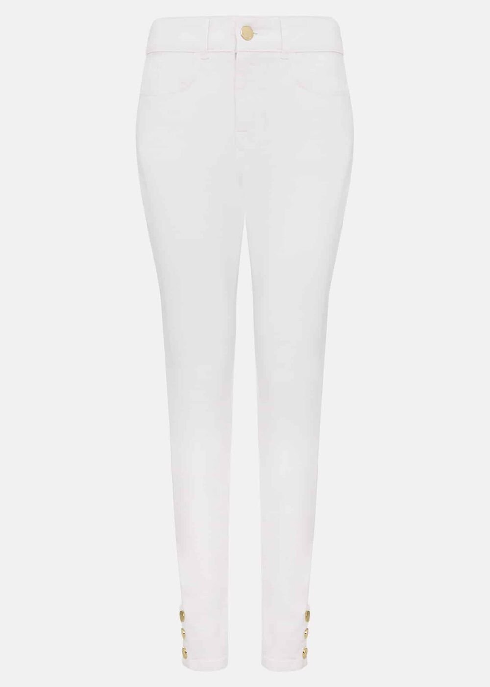 Joelle White Button Detail Skinny Jeans White