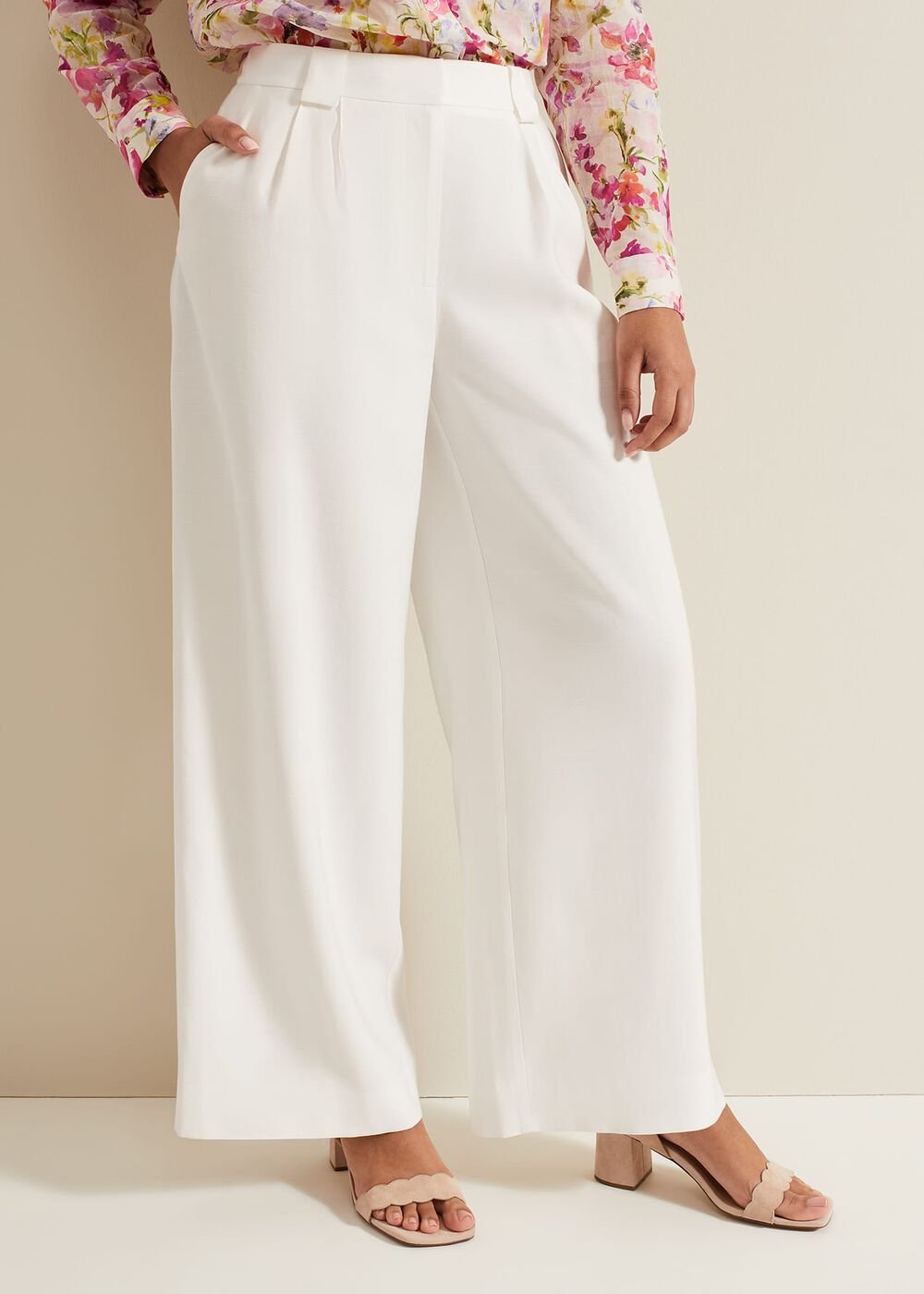 Petite Tyla White Wide Leg Trousers White