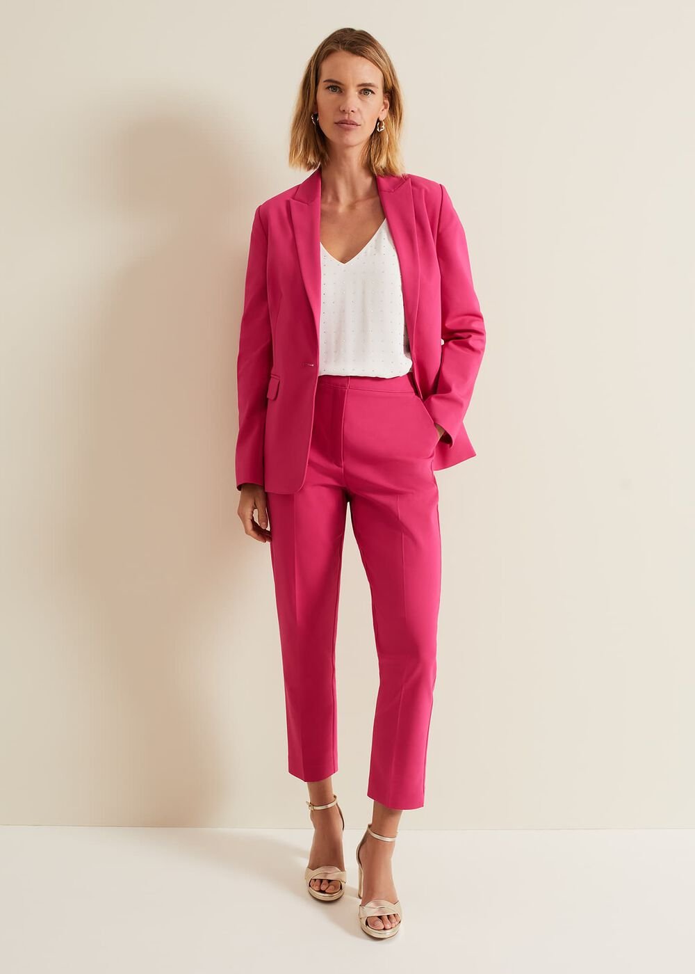 Ulrica Tapered Suit Trousers Hot Pink
