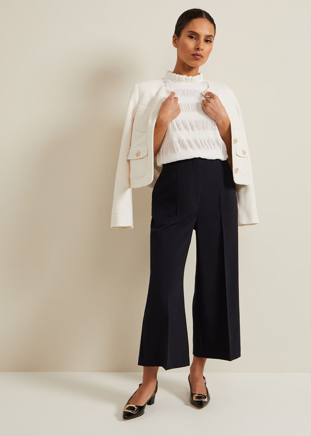Petite Aubrielle Clean Crepe Culottes Navy