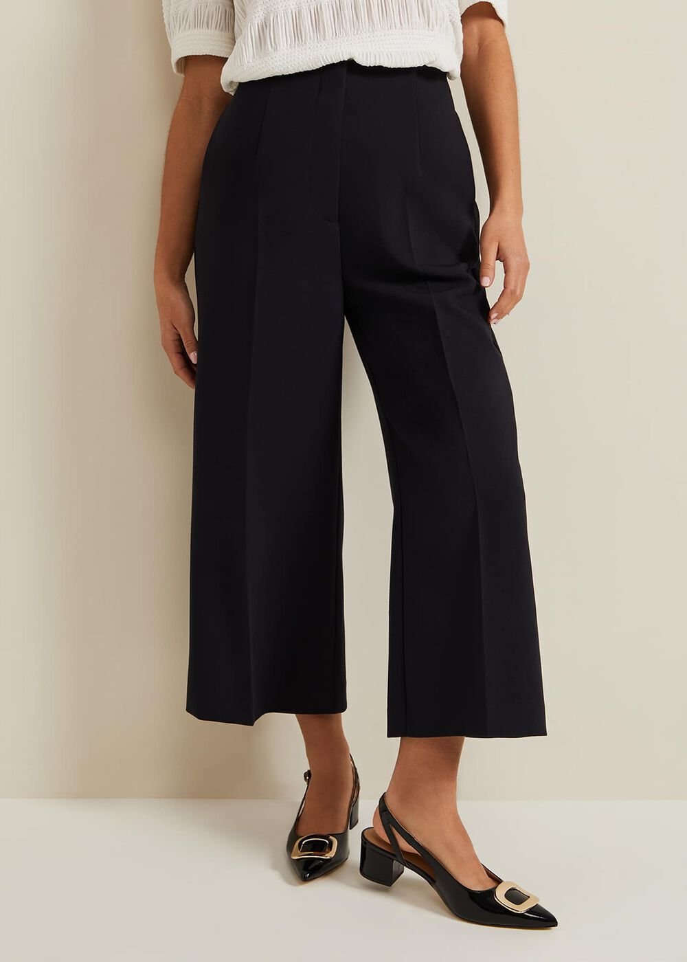 Petite Aubrielle Clean Crepe Culottes Navy