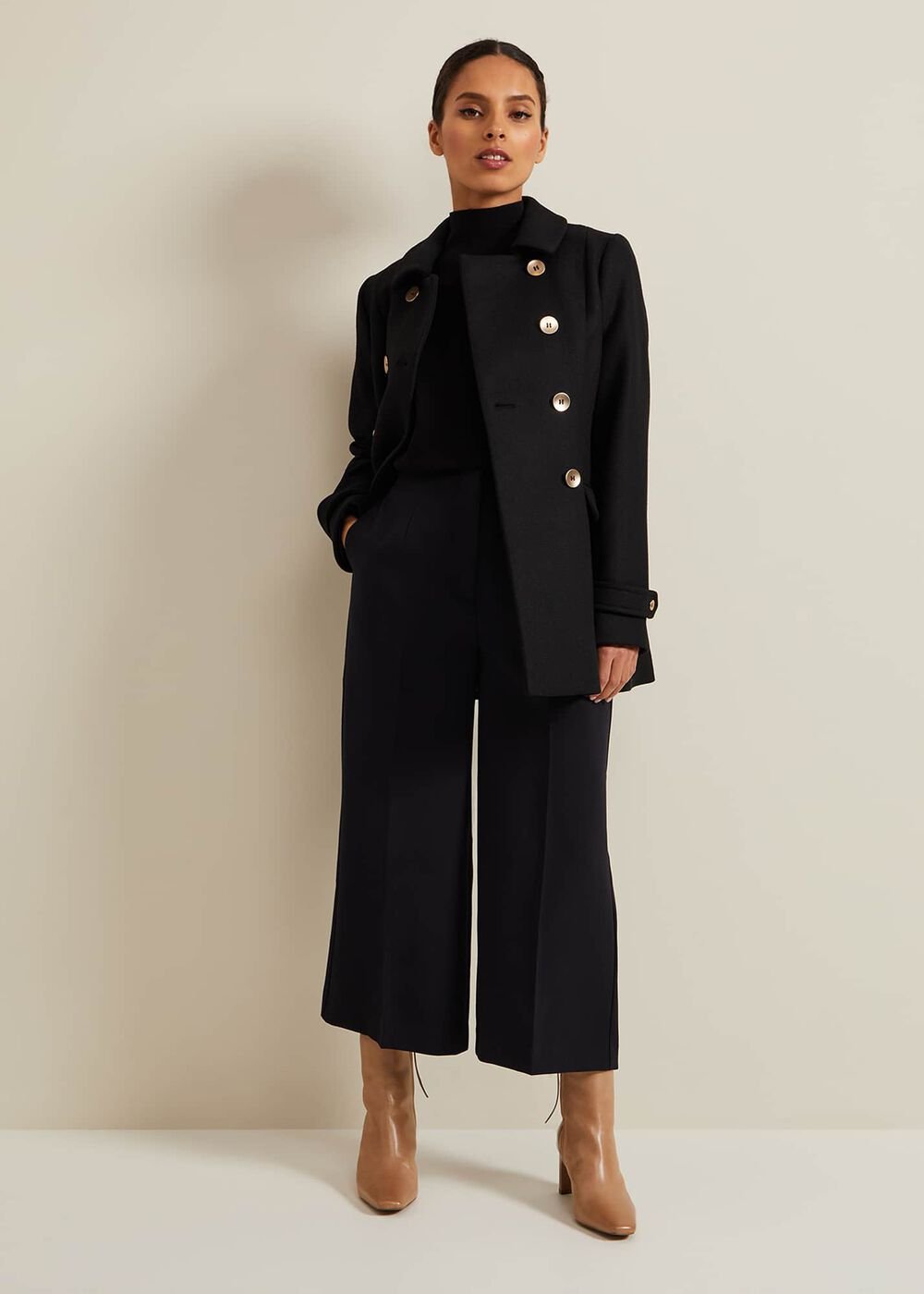 Petite Aubrielle Clean Crepe Culottes Navy