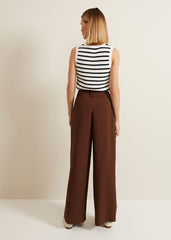 Indiyah Pleated Wide Leg Trousers Brown