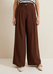 Indiyah Pleated Wide Leg Trousers Brown