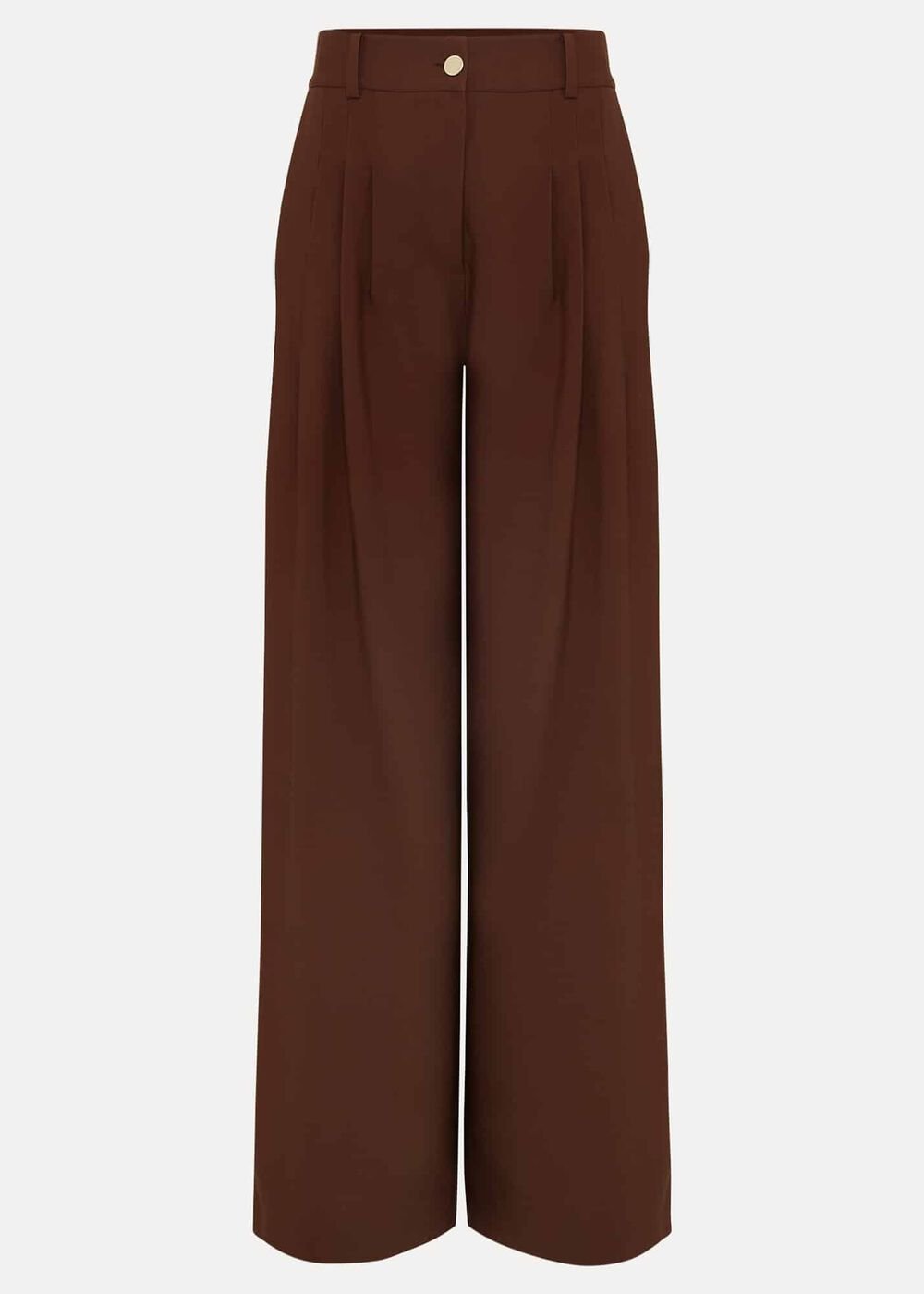 Indiyah Pleated Wide Leg Trousers Brown