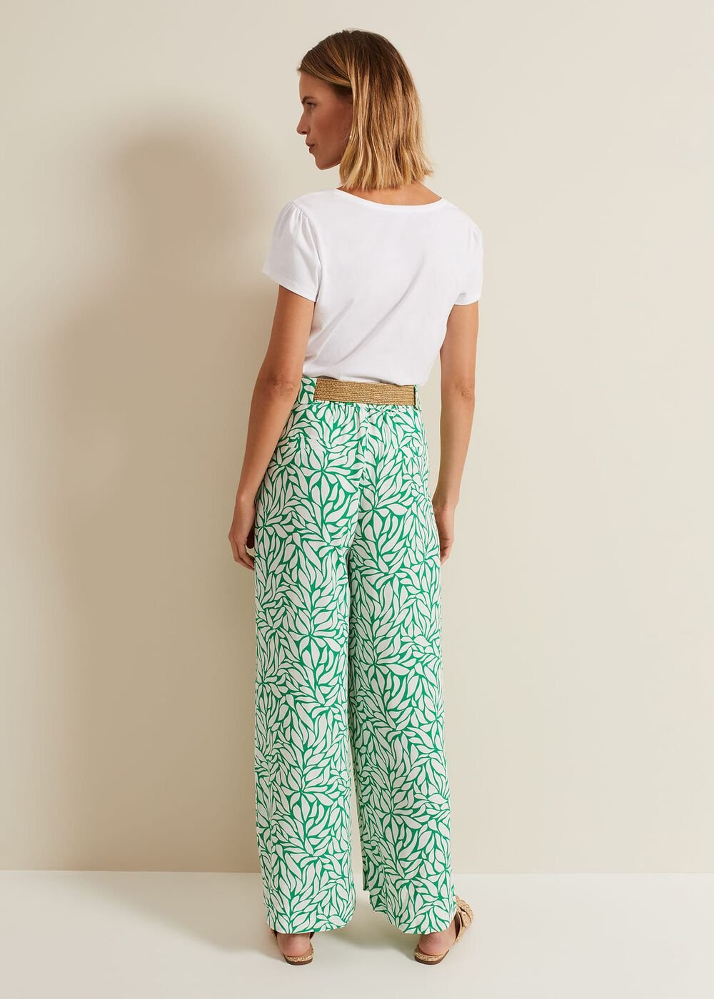 Nylah Printed Wide Leg Trousers Green