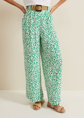 Nylah Printed Wide Leg Trousers Green