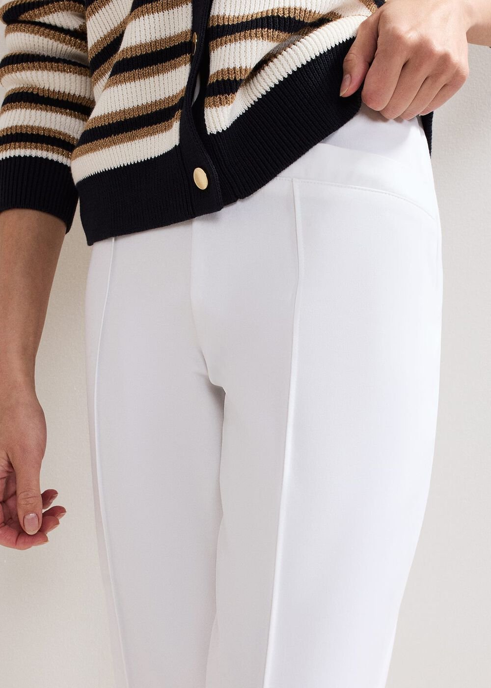 Miah Stretch Capri Trousers White