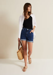 Denise Denim Shorts Mid Wash Blue