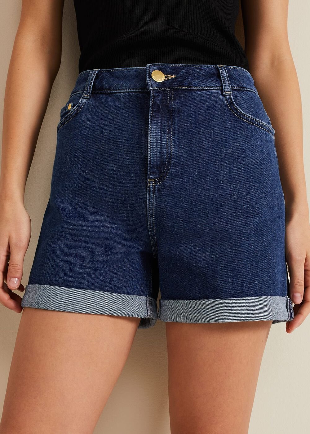 Denise Denim Shorts Mid Wash Blue
