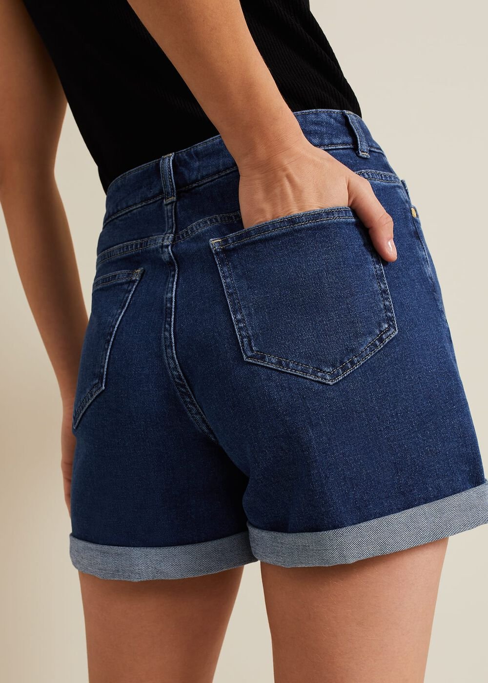 Denise Denim Shorts Mid Wash Blue