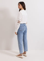 Lexi Mid Wash Crop Straight Jean Mid Wash