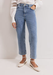 Lexi Mid Wash Crop Straight Jean Mid Wash