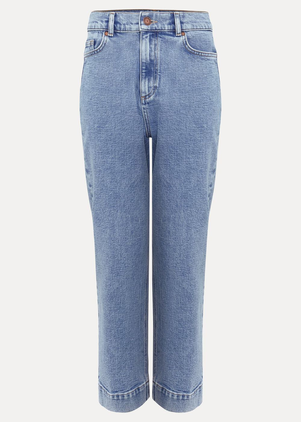 Lexi Mid Wash Crop Straight Jean Mid Wash