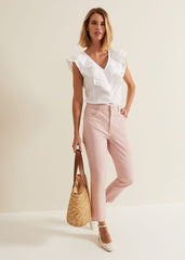 Lindsey Cropped Straight Leg Jeans Pink