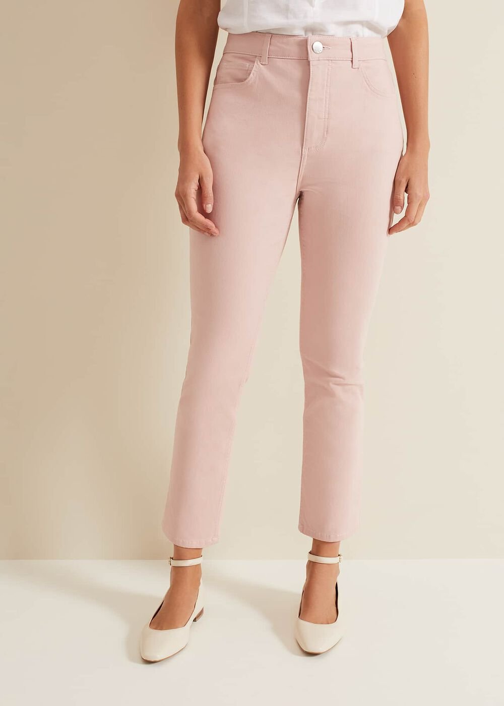 Lindsey Cropped Straight Leg Jeans Pink