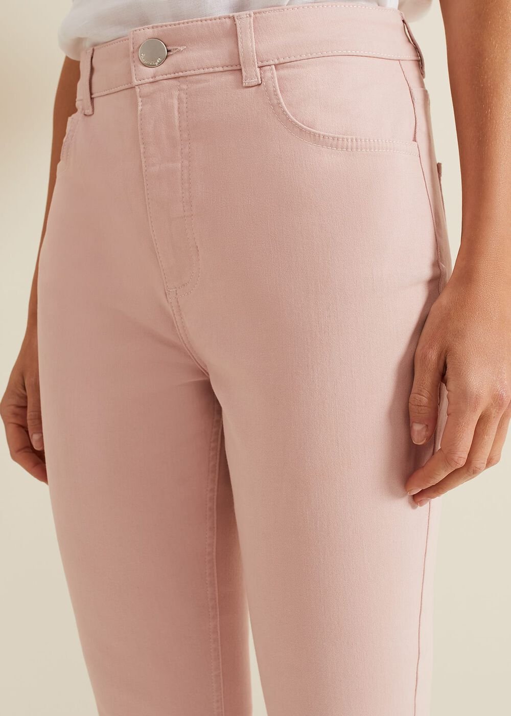 Lindsey Cropped Straight Leg Jeans Pink