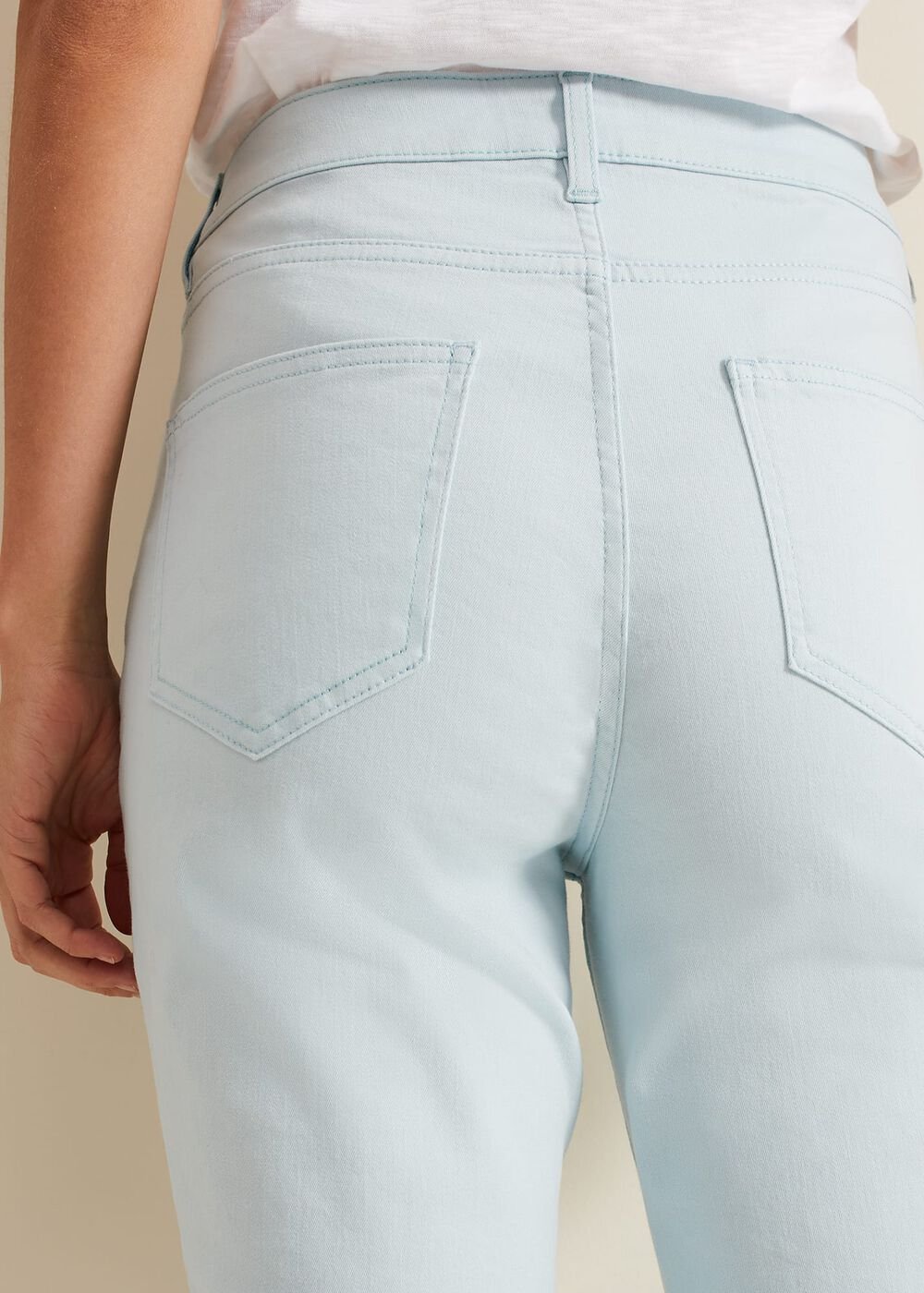 Lindsey Cropped Straight Leg Jeans Blue