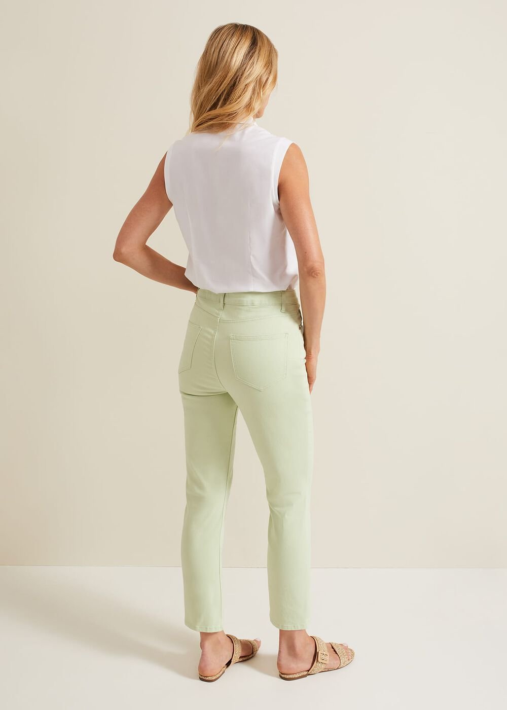 Lindsey Cropped Straight Leg Jeans Green