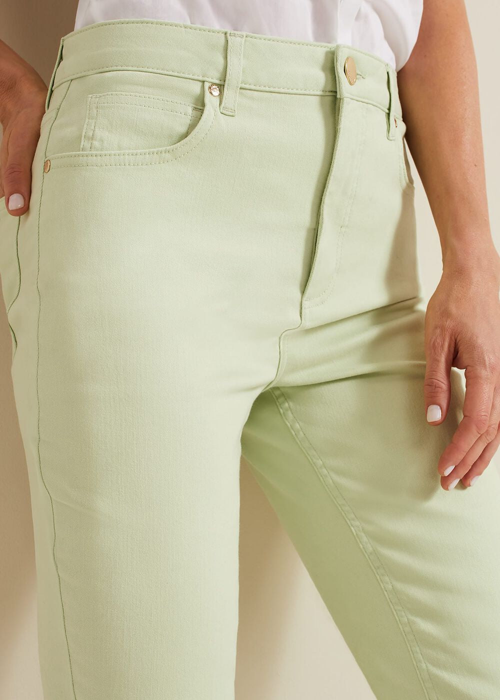 Lindsey Cropped Straight Leg Jeans Green
