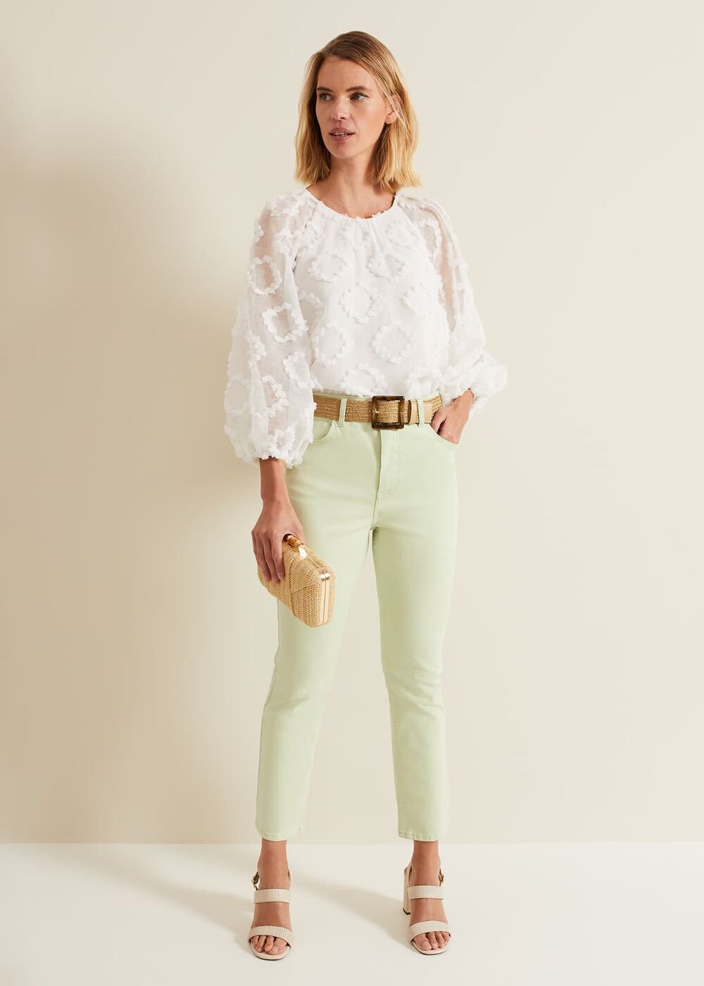Lindsey Cropped Straight Leg Jeans Green